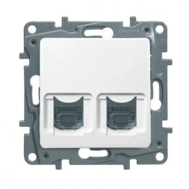 Розетка 672255  2-я комп. 2*RJ45 Cat.5e UTP бел с/у (без рамки) Legrand ETIKA