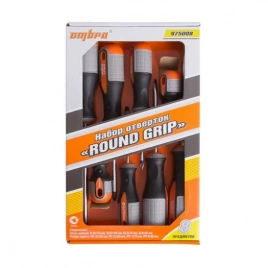 Набор отверток с двухкомпонентной ручкой  шлиц и крест ROUND GRIP 8 пред., Ombra 975008