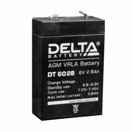 Аккумулятор Delta DT 6028, 2,8 mAh, 6 В