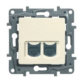 Розетка 672355  2-я комп. 2*RJ45 Cat.5e UTP сл.кость с/у (без рамки) Legrand ETIKA