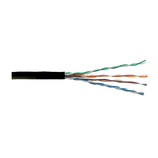 Кабель UTP 4PR 24AWG cat 5e, LDPE, (CCA), черный, наружный, LEEK, бухта 305 м фото 1