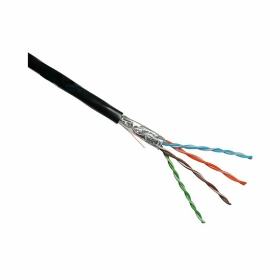 Кабель FTP 4PR 24AWG cat 5e, LDPE, (CCA), черный, наружный, LEEK, бухта 305 м фото 1