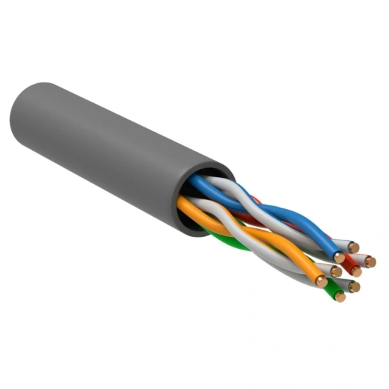 Кабель UTP 4PR 24AWG cat 5, PVC, (CCA), серый, GENERICA, бухта 305 м, BC1-C504-111-305-G фото 1