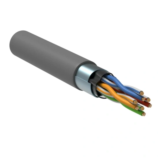 Кабель FTP 4PR 24AWG cat 5e, PVC, (CU), серый, GENERICA, бухта 305 м, BC1-C5E04-311-305-G фото 1